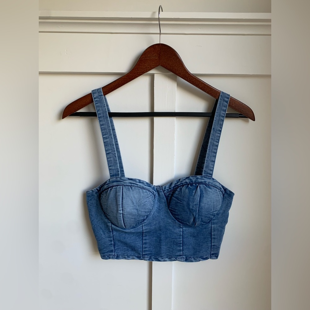 BOG Collection denim padded crop top
